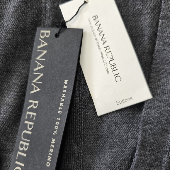 Banana Republic Merino Wool Sweater Cardigan Men Sz M Gray Long Sleeve ButtonUp - Picture 9 of 12